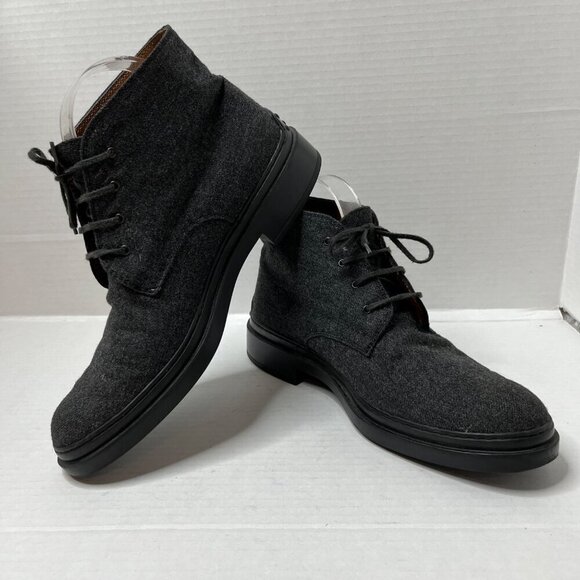 Tods Gray Desert Boots Lace Up Wool Outter Leather‎ Interior Rubber Sole 39/ 8.5 - Picture 7 of 11